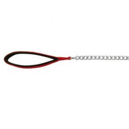 Trixie lánc póráz,bőr markolattal piros vagy fekete (100cm/3mm) (14023)